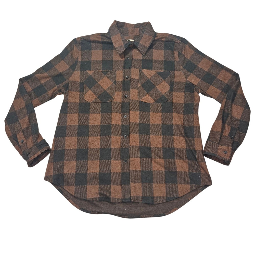 Casa Cabana Buffalo Plaid Flannel Button Down Shirt Brown Black Sz XL
